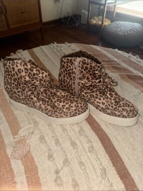Very G Leopard-Print High-Top Sneakers in Taupe and Black